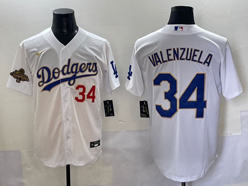 Men 2025 Los Angeles Angels #34 Valenzuela White Gold Game Nike MLB Jersey style 6